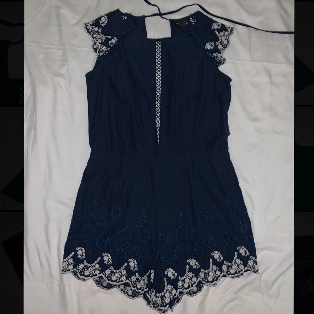 Romantic Royal Blue Romper with Open Back